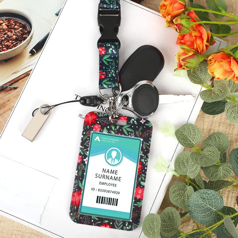 Hinsly ID Badge Holder with Lanyard Christmas Decoration, Retractable Badge Holders Reels with Lanyards Adjustable, for Women Kids Teacher Nurses Doctor Student - Image 5